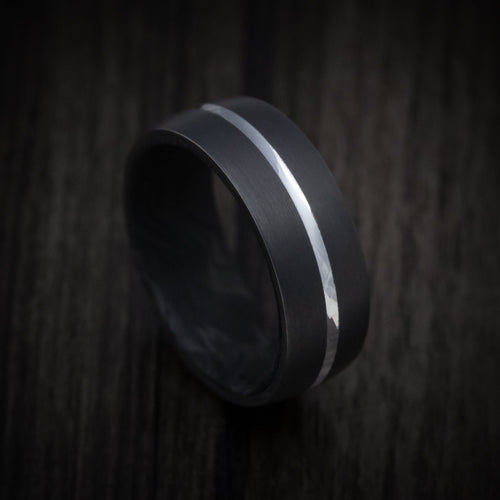 Falcon XIII - Darkened Tantalum Wedding Ring with Supercar Ron Exhaust Inlay - Choose Your Exhaust - Nura Lab