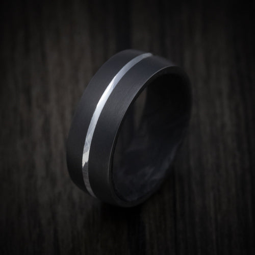 Coal XIII - Darkened Tantalum Wedding Ring with Supercar Ron Authentic Supercar Exhaust Inlay and Forged Carbon Fiber Sleeve - view 3 - Nura Lab