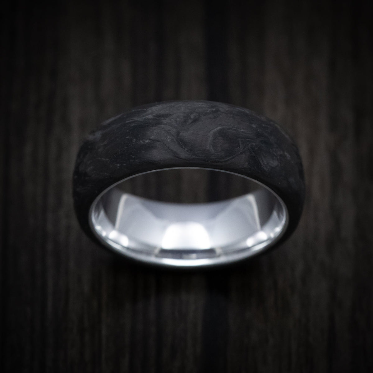 Navigator XIV - Forged Carbon Fiber Wedding Ring with Supercar Ron Authentic Hypercar Wheel Sleeve - view 2 - Nura Lab