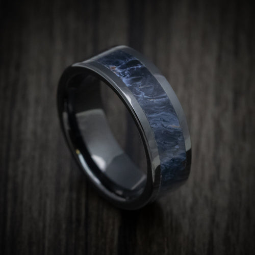 Ironwood XVII - Black Ceramic Men's Wedding Ring with Pietersite Stone Inlay - Nura Lab