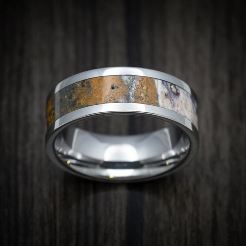 Ranger XVI - Tungsten Men's Wedding Ring with Indian Blanket Jasper Stone Inlay - view 2 - Nura Lab
