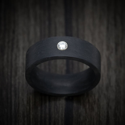 Sentinel XV - Solid Forged Carbon Fiber Men's Wedding Ring with Lab Diamond - view 2 - Nura Lab