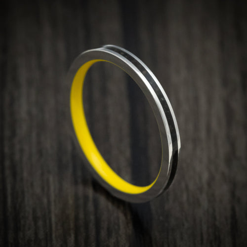 Legacy XVI - Platinum and Dinosaur Bone Men's Wedding Ring with Cerakote Sleeve Band - Nura Lab