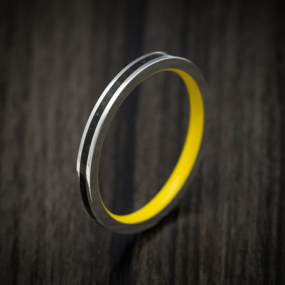 Legacy XVI - Platinum and Dinosaur Bone Men's Wedding Ring with Cerakote Sleeve Band - view 4 - Nura Lab