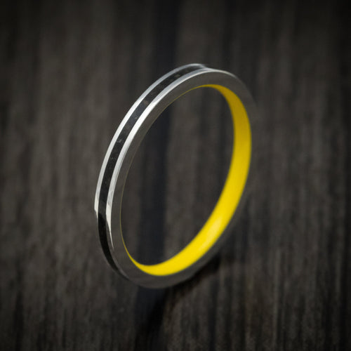 Legacy XVI - Platinum and Dinosaur Bone Men's Wedding Ring with Cerakote Sleeve Band - view 4 - Nura Lab
