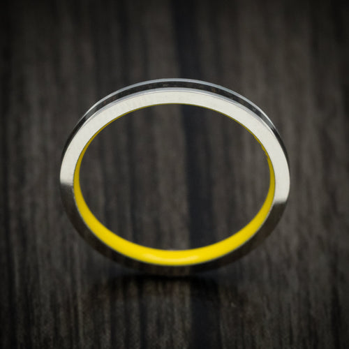 Legacy XVI - Platinum and Dinosaur Bone Men's Wedding Ring with Cerakote Sleeve Band - view 2 - Nura Lab