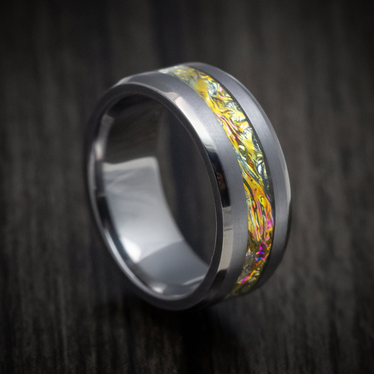 Sentinel XIV - Tantalum and Dichrolam Inlay Men's Wedding Ring Band - Nura Lab