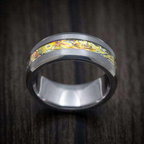 Sentinel XIV - Tantalum and Dichrolam Inlay Men's Wedding Ring Band - view 2 - Nura Lab