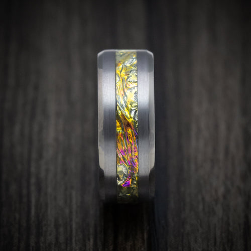 Sentinel XIV - Tantalum and Dichrolam Inlay Men's Wedding Ring Band - view 3 - Nura Lab