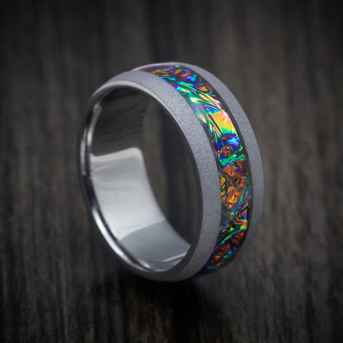 Equinox XIII - Tantalum and Dichrolam Inlay Men's Wedding Ring Band - Nura Lab