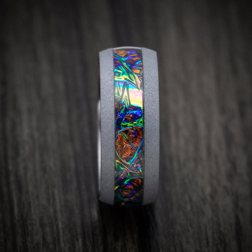 Equinox XIII - Tantalum and Dichrolam Inlay Men's Wedding Ring Band - view 3 - Nura Lab