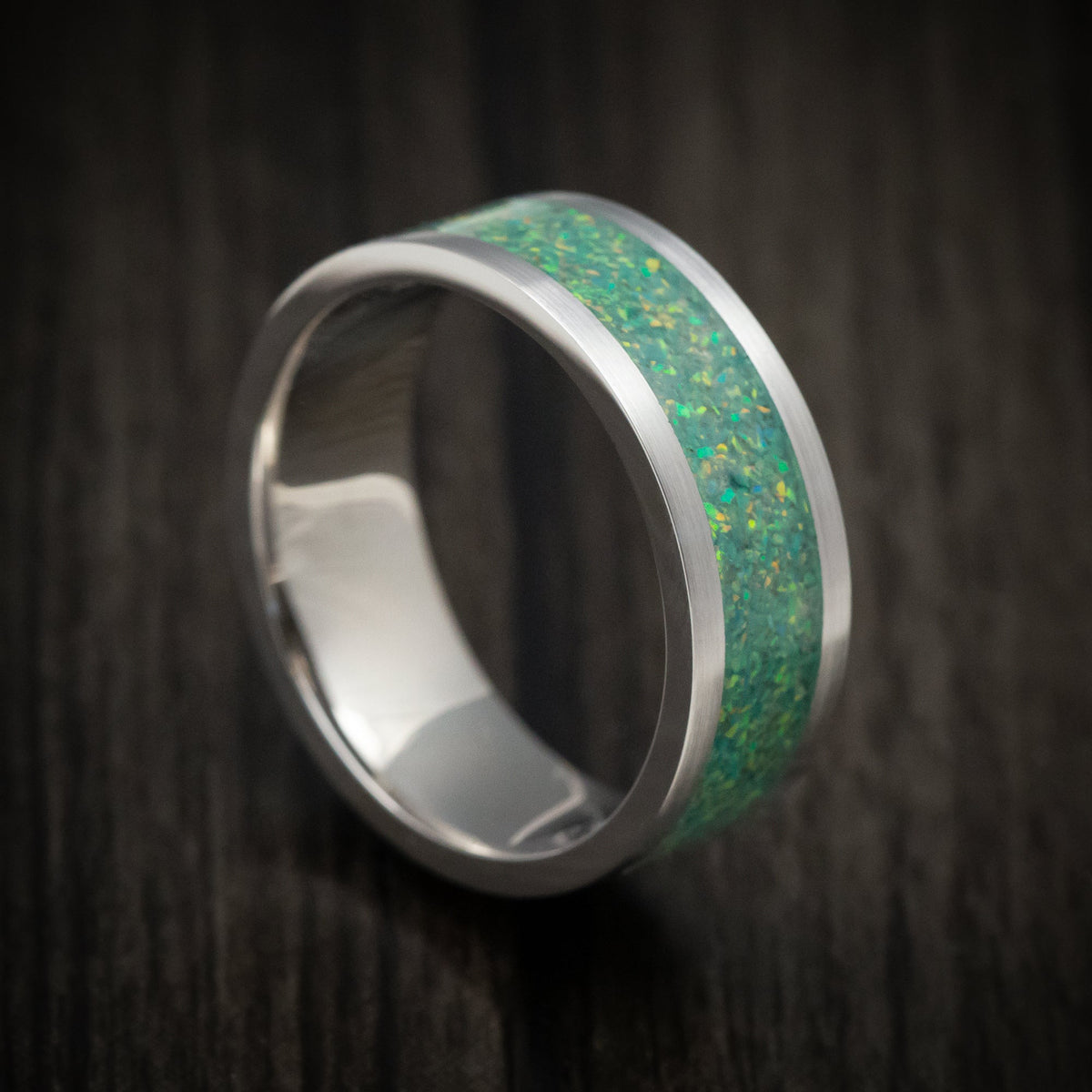 Vanguard XVII - White Gold and Opal Men's Wedding Ring - Nura Lab