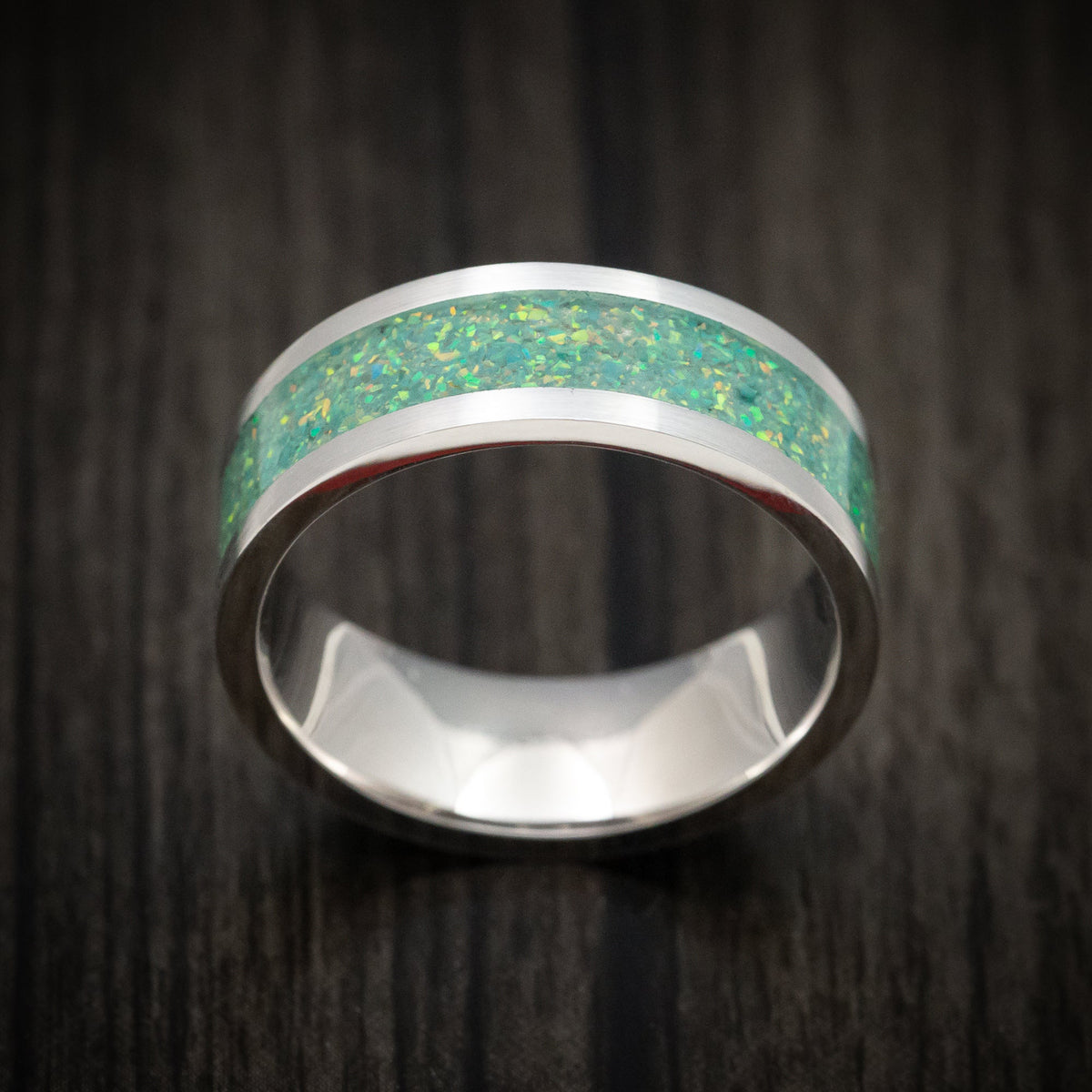 Vanguard XVII - White Gold and Opal Men's Wedding Ring - view 2 - Nura Lab