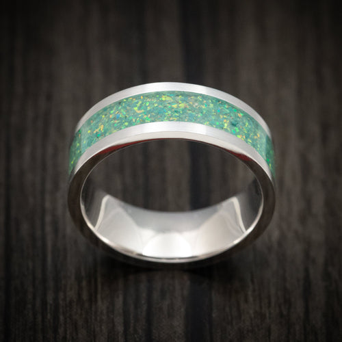 Vanguard XVII - White Gold and Opal Men's Wedding Ring - view 2 - Nura Lab