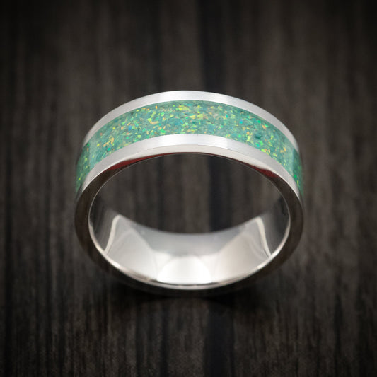 Vanguard XVII - White Gold and Opal Men's Wedding Ring - view 2 - Nura Lab