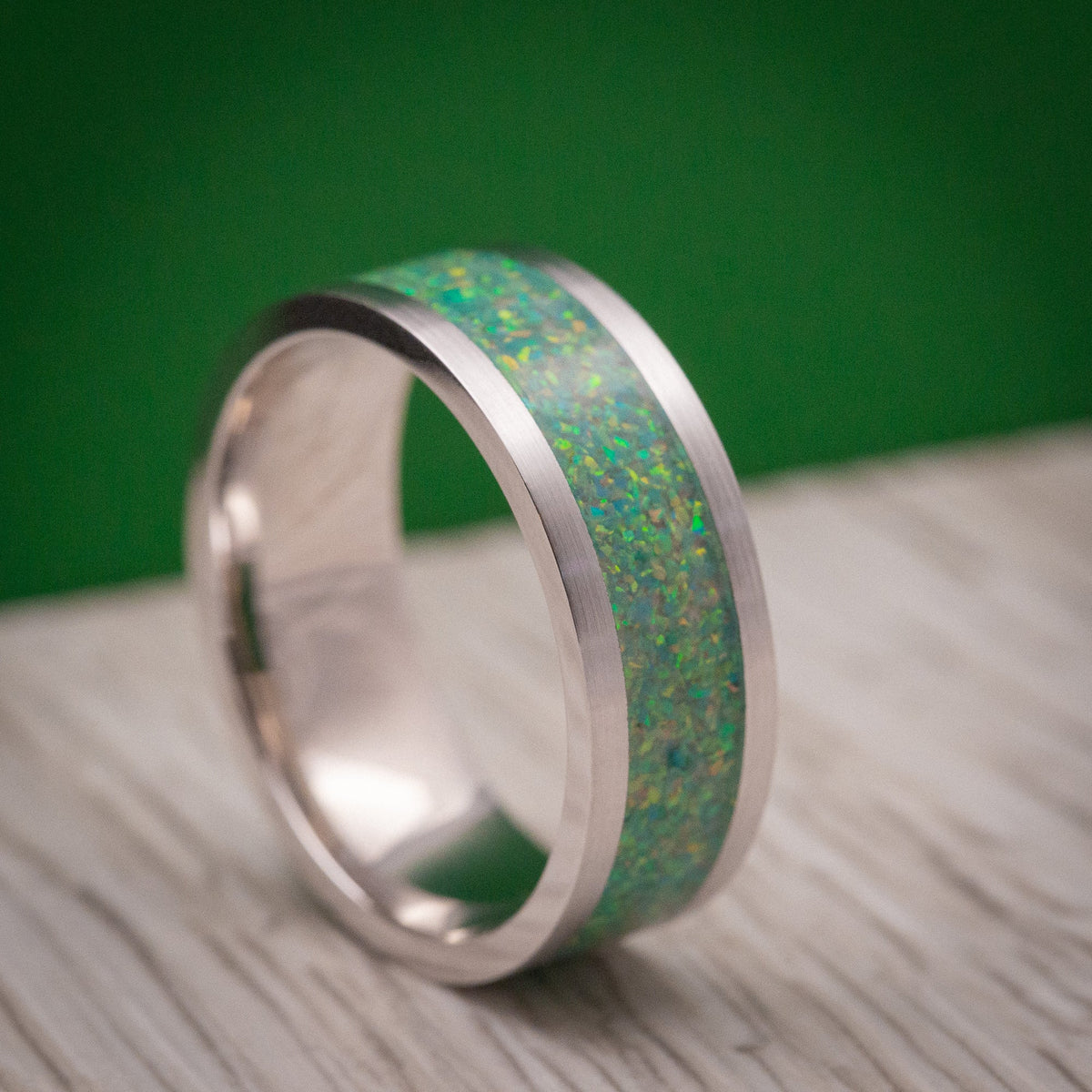 Vanguard XVII - White Gold and Opal Men's Wedding Ring - view 5 - Nura Lab