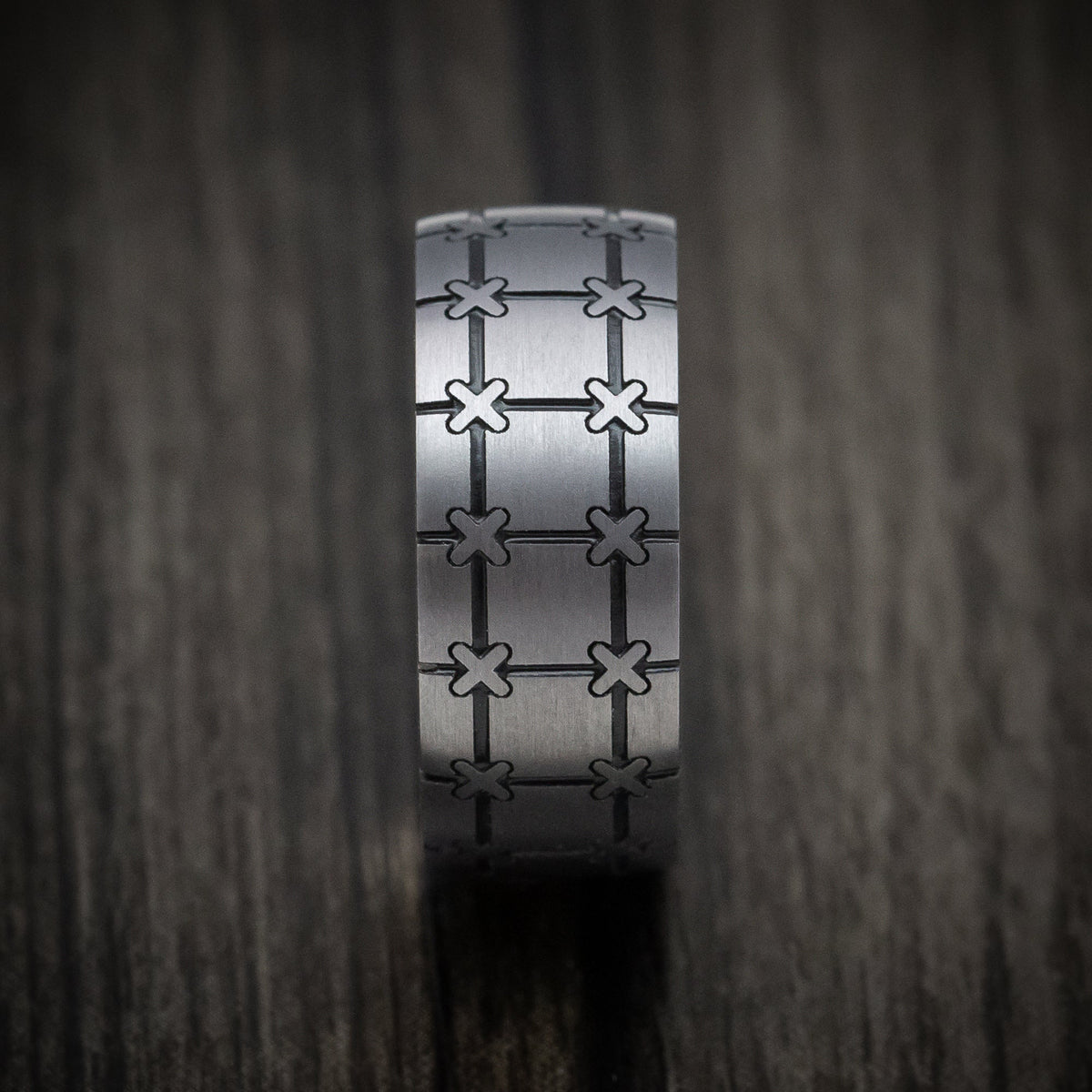 Glacier XIV - Tantalum and Gold Sleeve Geometric Pattern Men's Wedding Ring Band - view 3 - Nura Lab