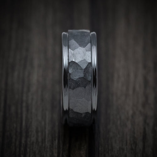Obsidian XIII - Black Zirconium Rock Finish Band with Wood Sleeve Men's Wedding Ring - view 3 - Nura Lab