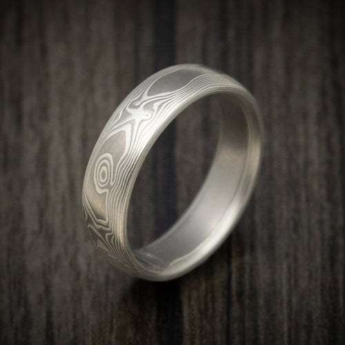 King Arthur XIII - Handmade Palladium and Silver Mokume Gane Woodgrain Pattern Men's Wedding Ring - view 3 - Nura Lab