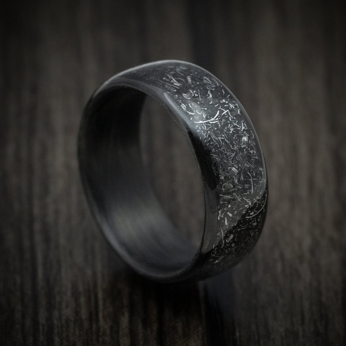 Outrider XIV - Carbon Fiber Men's Wedding Ring with Galaxy Glow Inlay Meteorite Band - Nura Lab