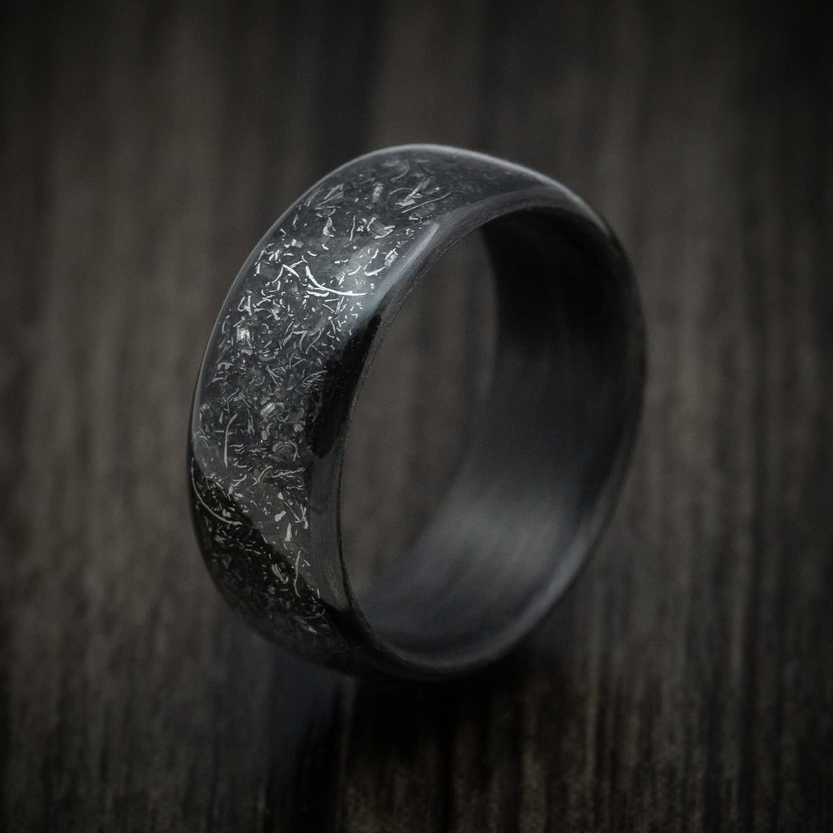 Outrider XIV - Carbon Fiber Men's Wedding Ring with Galaxy Glow Inlay Meteorite Band - view 4 - Nura Lab