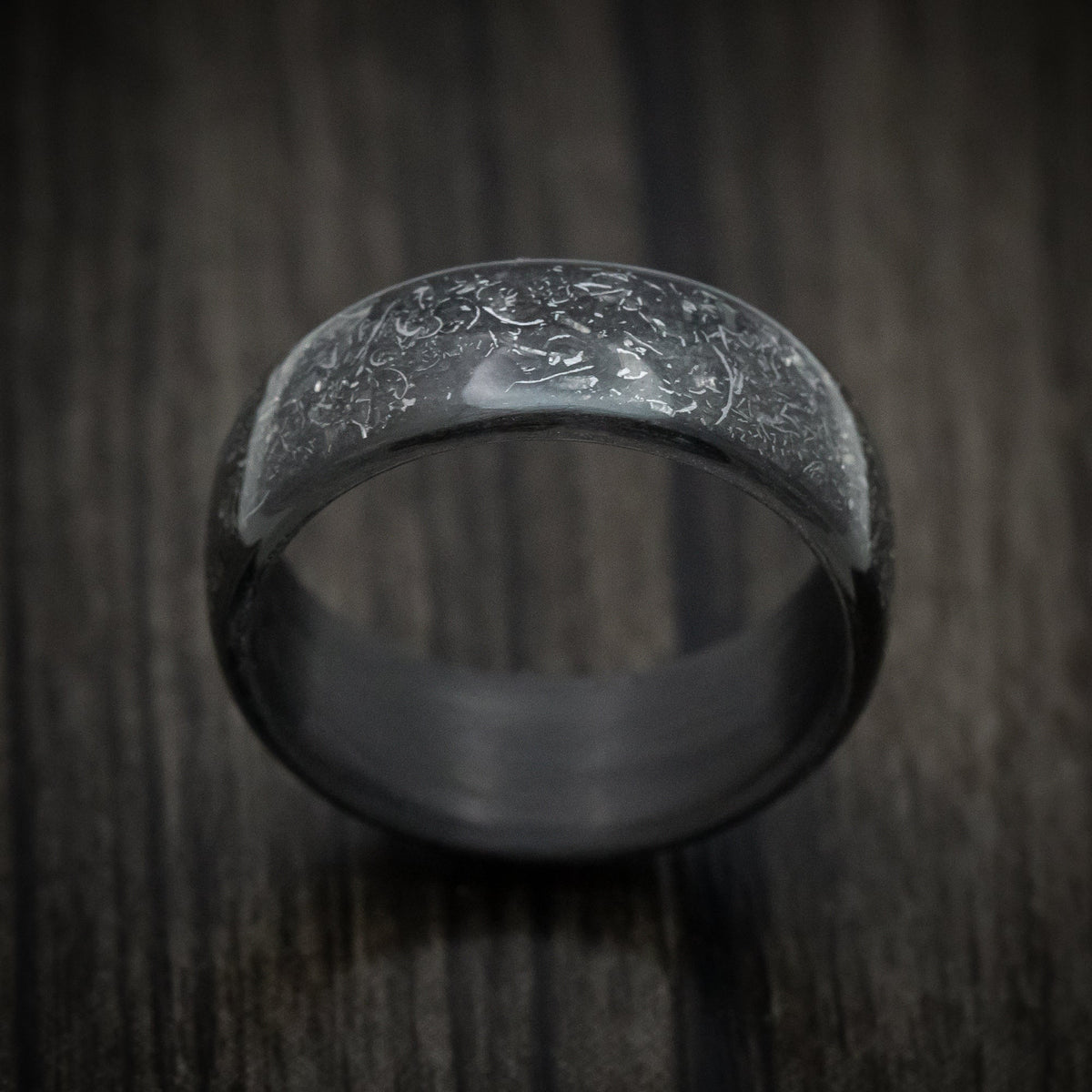 Outrider XIV - Carbon Fiber Men's Wedding Ring with Galaxy Glow Inlay Meteorite Band - view 2 - Nura Lab