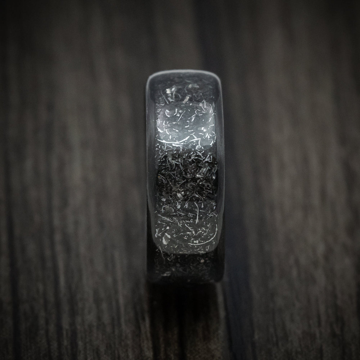Outrider XIV - Carbon Fiber Men's Wedding Ring with Galaxy Glow Inlay Meteorite Band - view 3 - Nura Lab