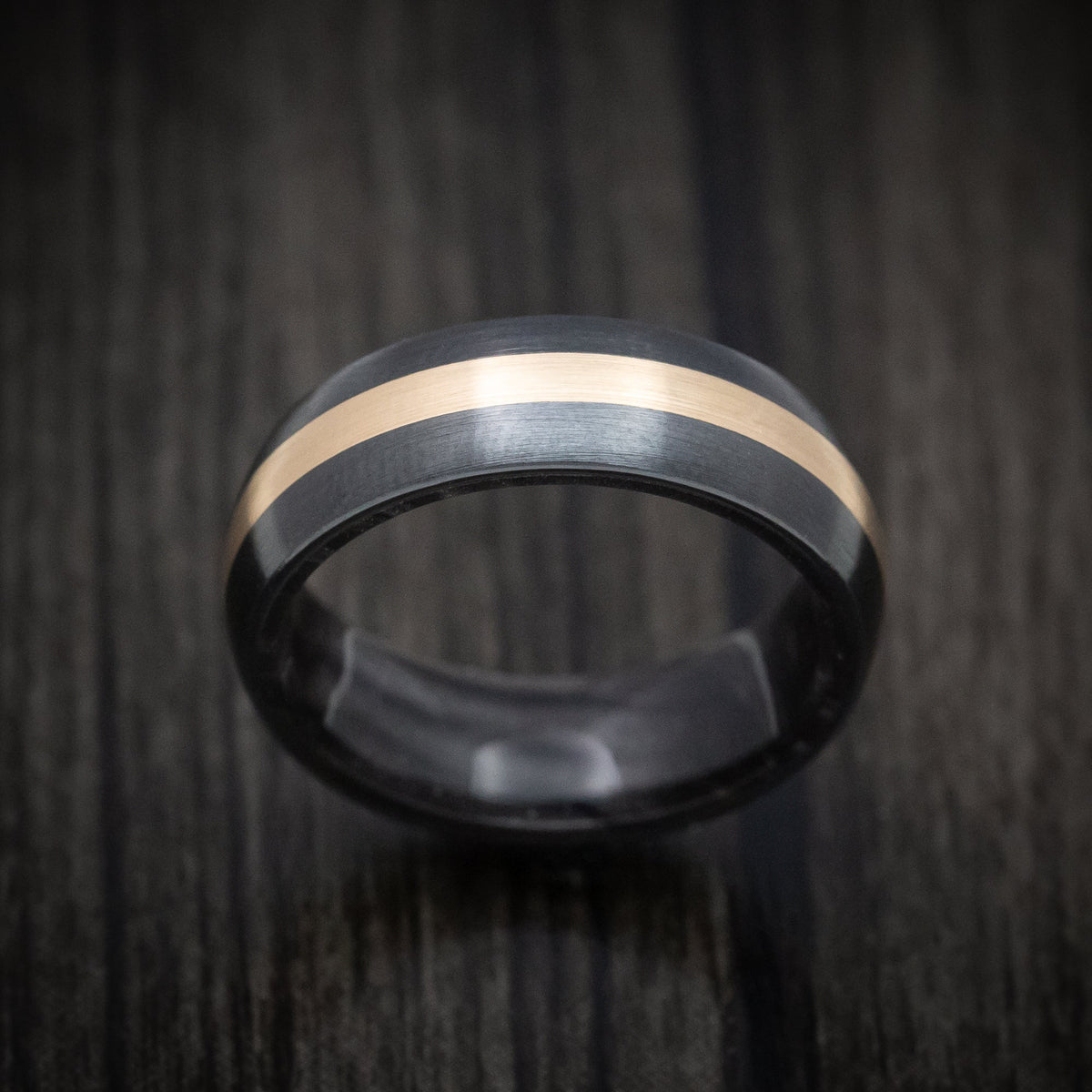 Highland XVIII - Black Zirconium and Juma Sleeve Men's Wedding Ring with 14K Gold Inlay Band - view 3 - Nura Lab