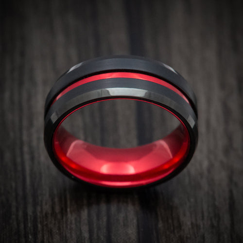 Caesar XV - Tungsten and Anodized Sleeve and Inlay Wedding Ring - view 2 - Nura Lab