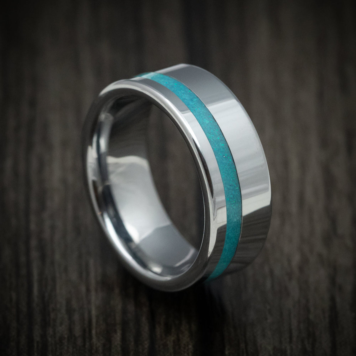 Sentinel XVI - Tungsten Men's Wedding Ring With Opal Inlay Band - Nura Lab