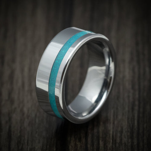 Sentinel XVI - Tungsten Men's Wedding Ring With Opal Inlay Band - view 4 - Nura Lab