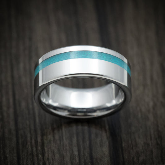 Sentinel XVI - Tungsten Men's Wedding Ring With Opal Inlay Band - view 2 - Nura Lab