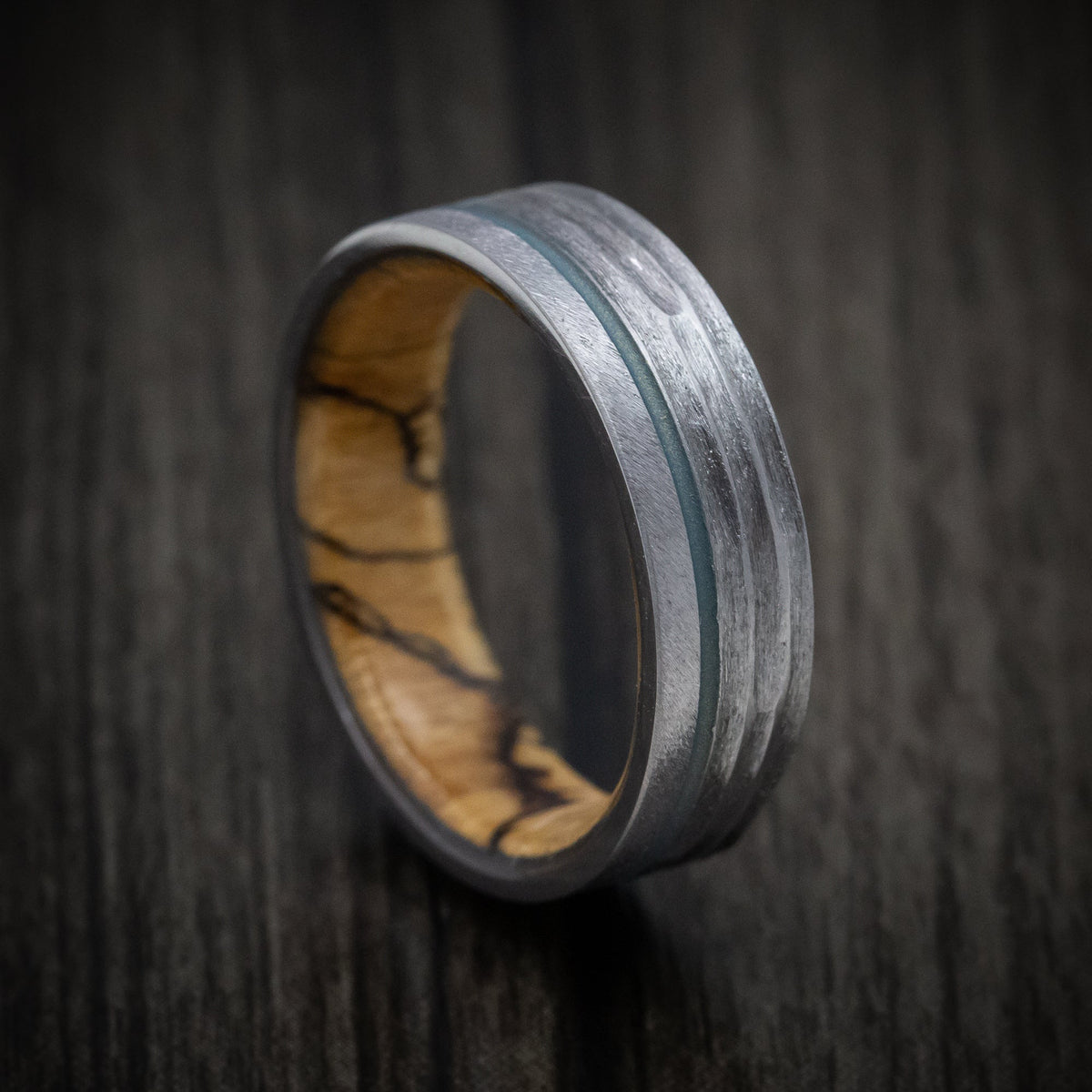 Navigator XII - Tantalum and Cerakote Men's Wedding Ring with Wood Sleeve Band - Nura Lab