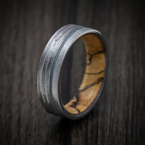 Navigator XII - Tantalum and Cerakote Men's Wedding Ring with Wood Sleeve Band - view 4 - Nura Lab
