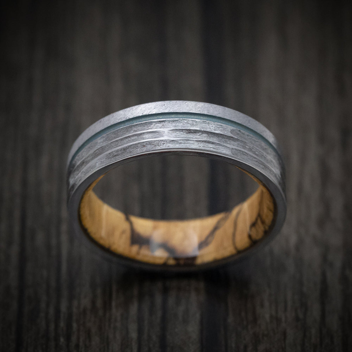 Navigator XII - Tantalum and Cerakote Men's Wedding Ring with Wood Sleeve Band - view 2 - Nura Lab