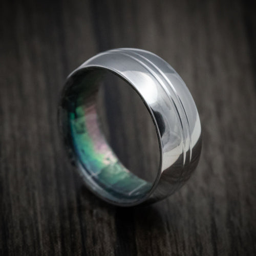 Frontier XIV - Tantalum and Black Mother of Pearl Sleeve Men's Wedding Ring Band - Nura Lab