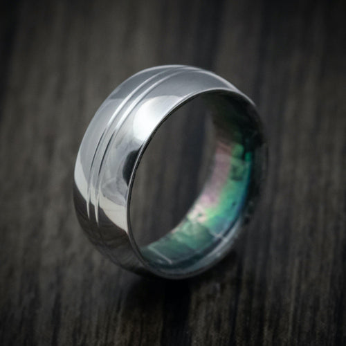 Frontier XIV - Tantalum and Black Mother of Pearl Sleeve Men's Wedding Ring Band - view 4 - Nura Lab