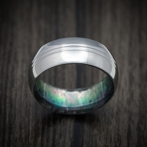 Frontier XIV - Tantalum and Black Mother of Pearl Sleeve Men's Wedding Ring Band - view 2 - Nura Lab