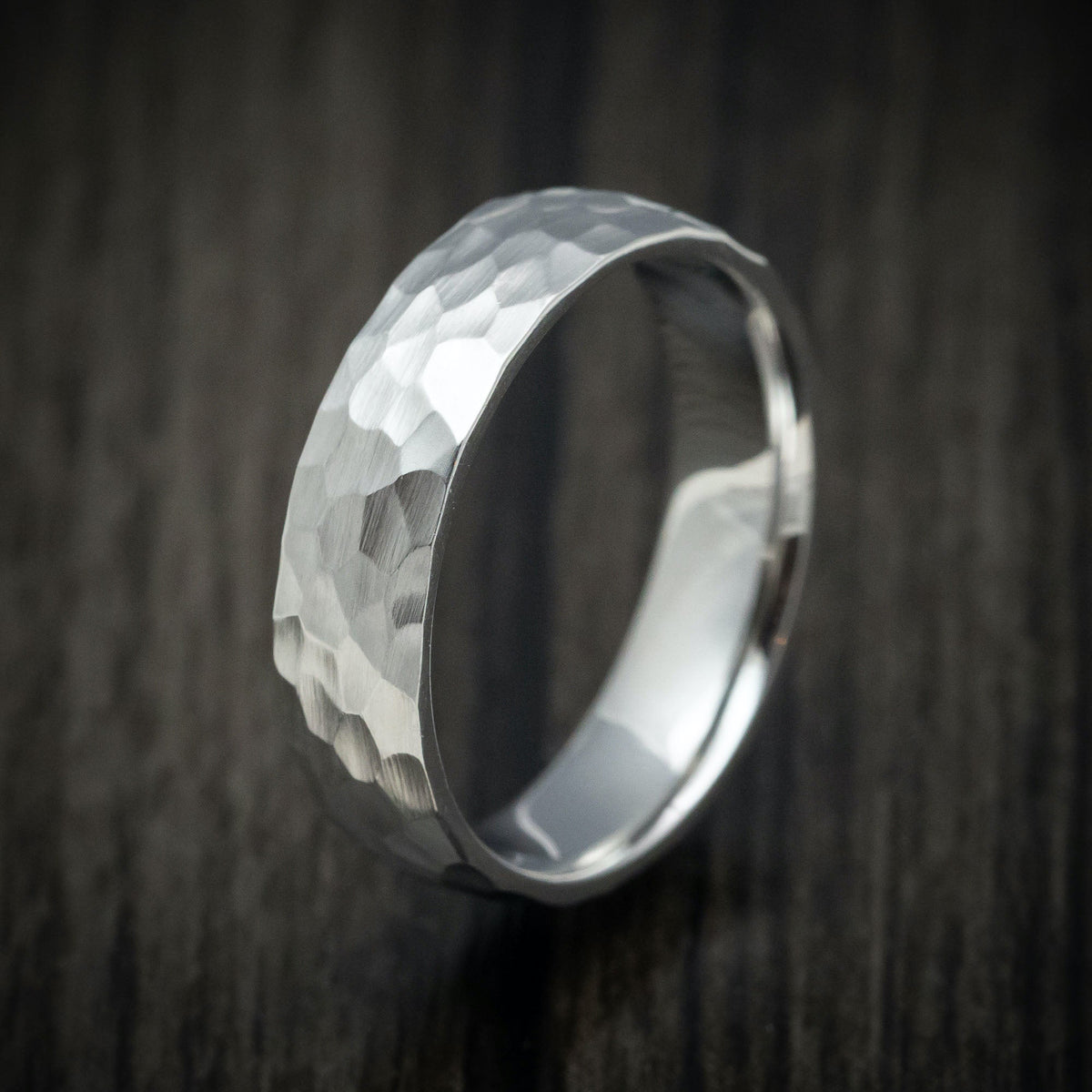 Crown XVIII - Cobalt Chrome Hammered Men's Wedding Ring Band - view 4 - Nura Lab