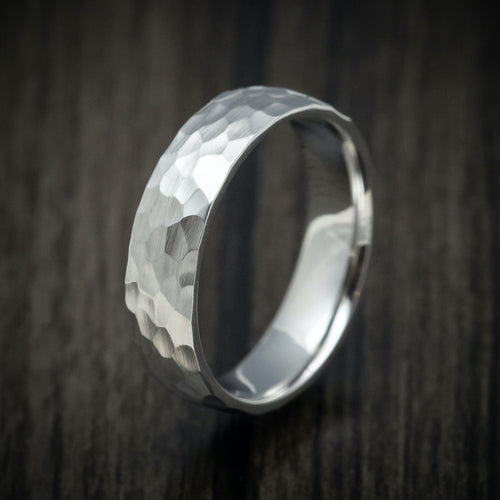 Crown XVIII - Cobalt Chrome Hammered Men's Wedding Ring Band - view 4 - Nura Lab
