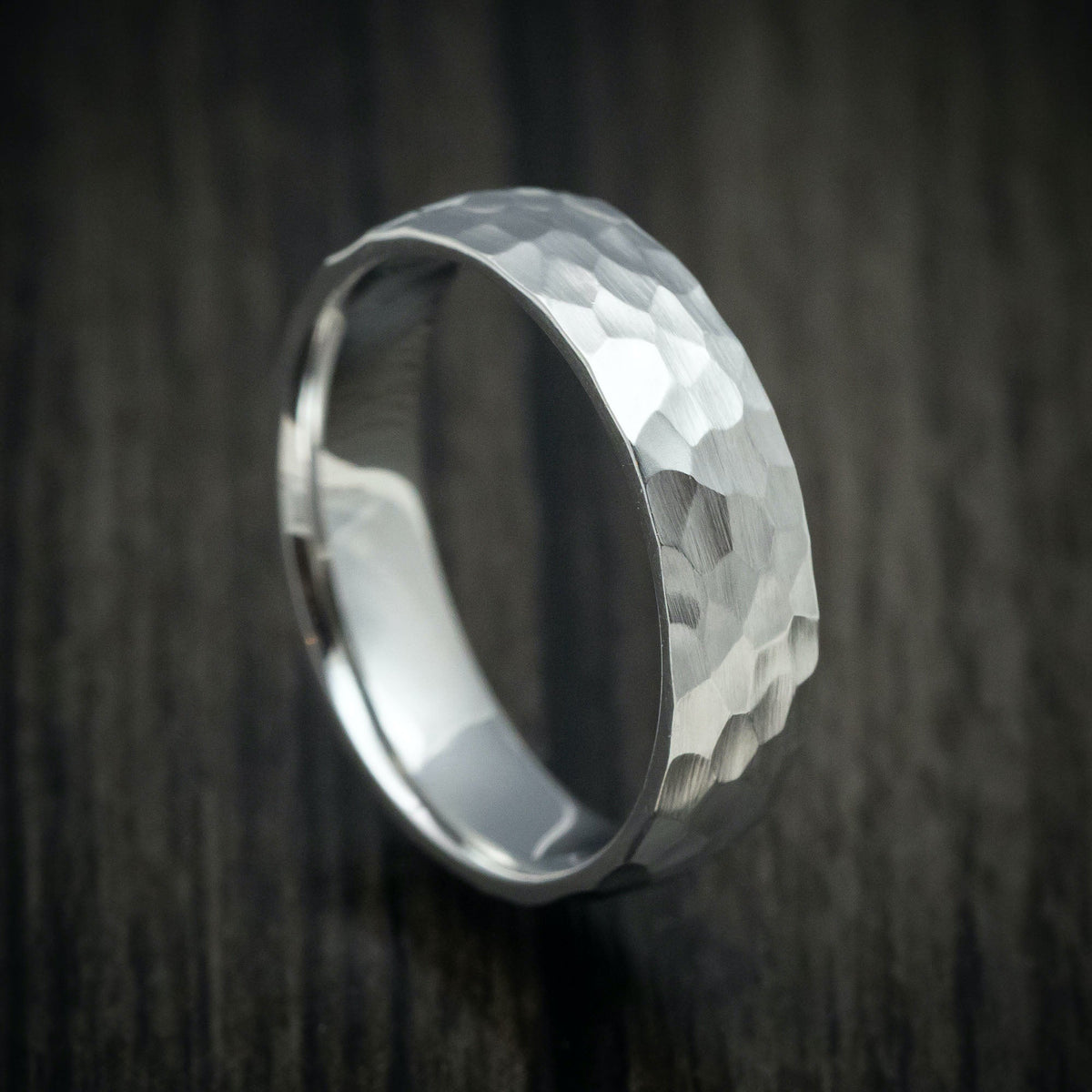 Crown XVIII - Cobalt Chrome Hammered Men's Wedding Ring Band - Nura Lab