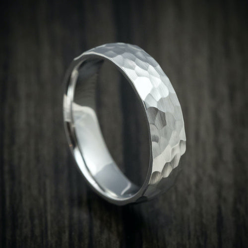 Crown XVIII - Cobalt Chrome Hammered Men's Wedding Ring Band - Nura Lab