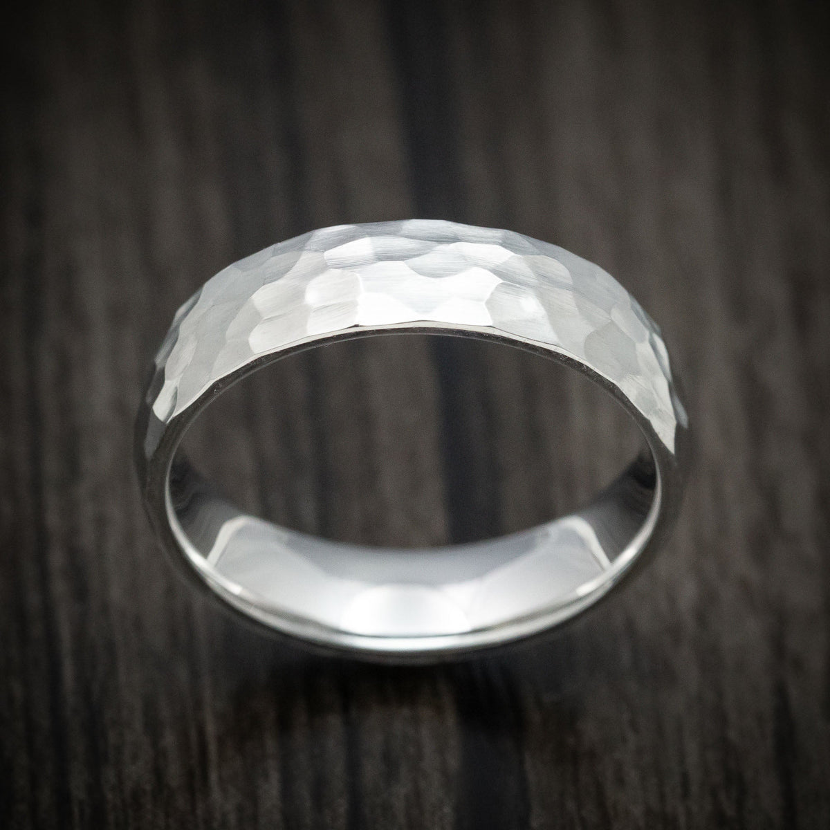 Crown XVIII - Cobalt Chrome Hammered Men's Wedding Ring Band - view 2 - Nura Lab