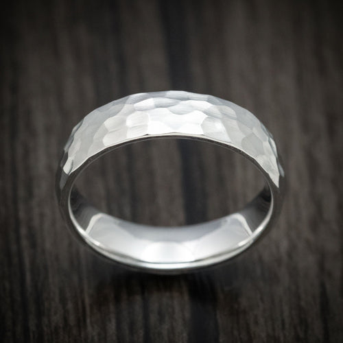 Crown XVIII - Cobalt Chrome Hammered Men's Wedding Ring Band - view 2 - Nura Lab