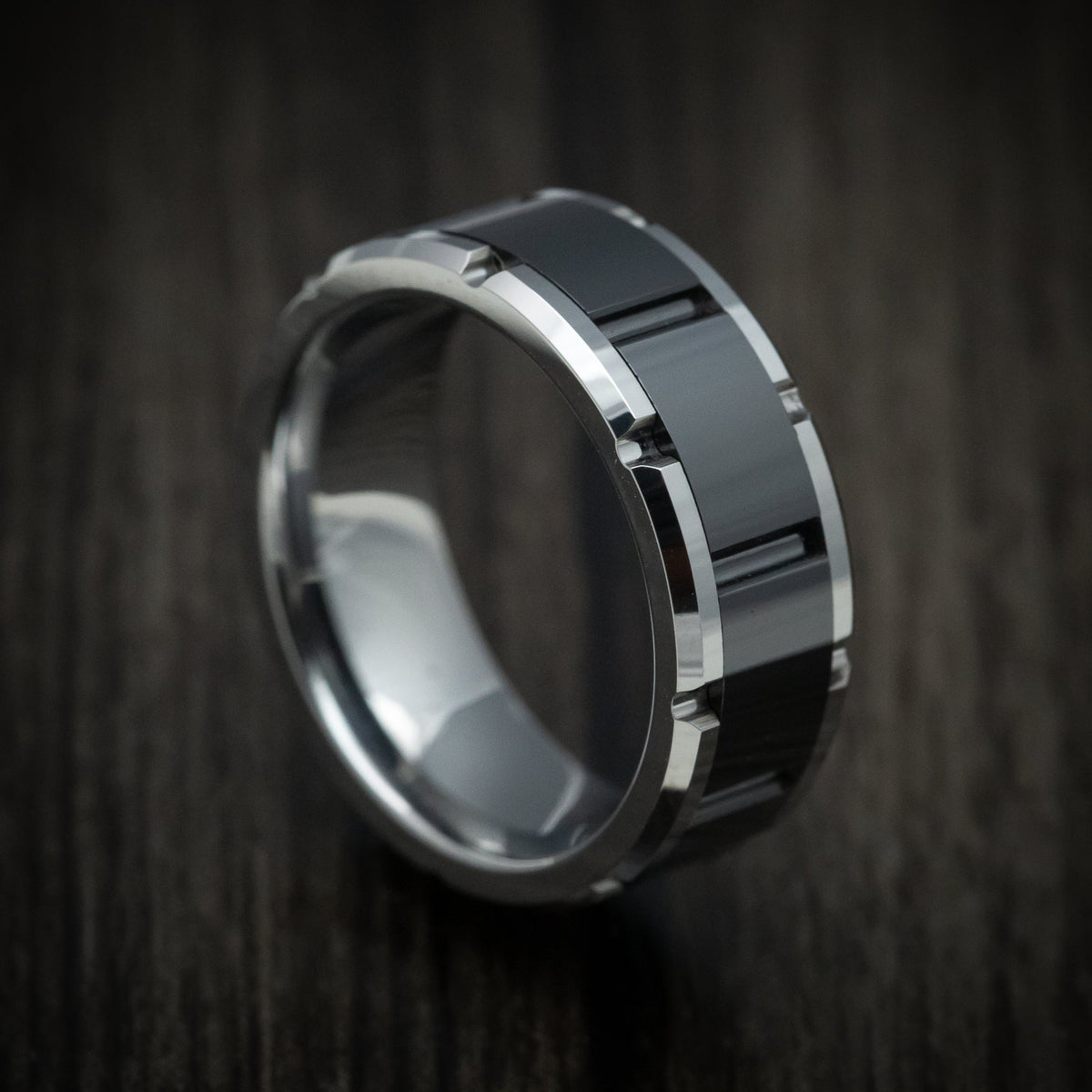 Everest XV - Tungsten Two-Tone Grooved Men's Ring or Wedding Ring - Nura Lab