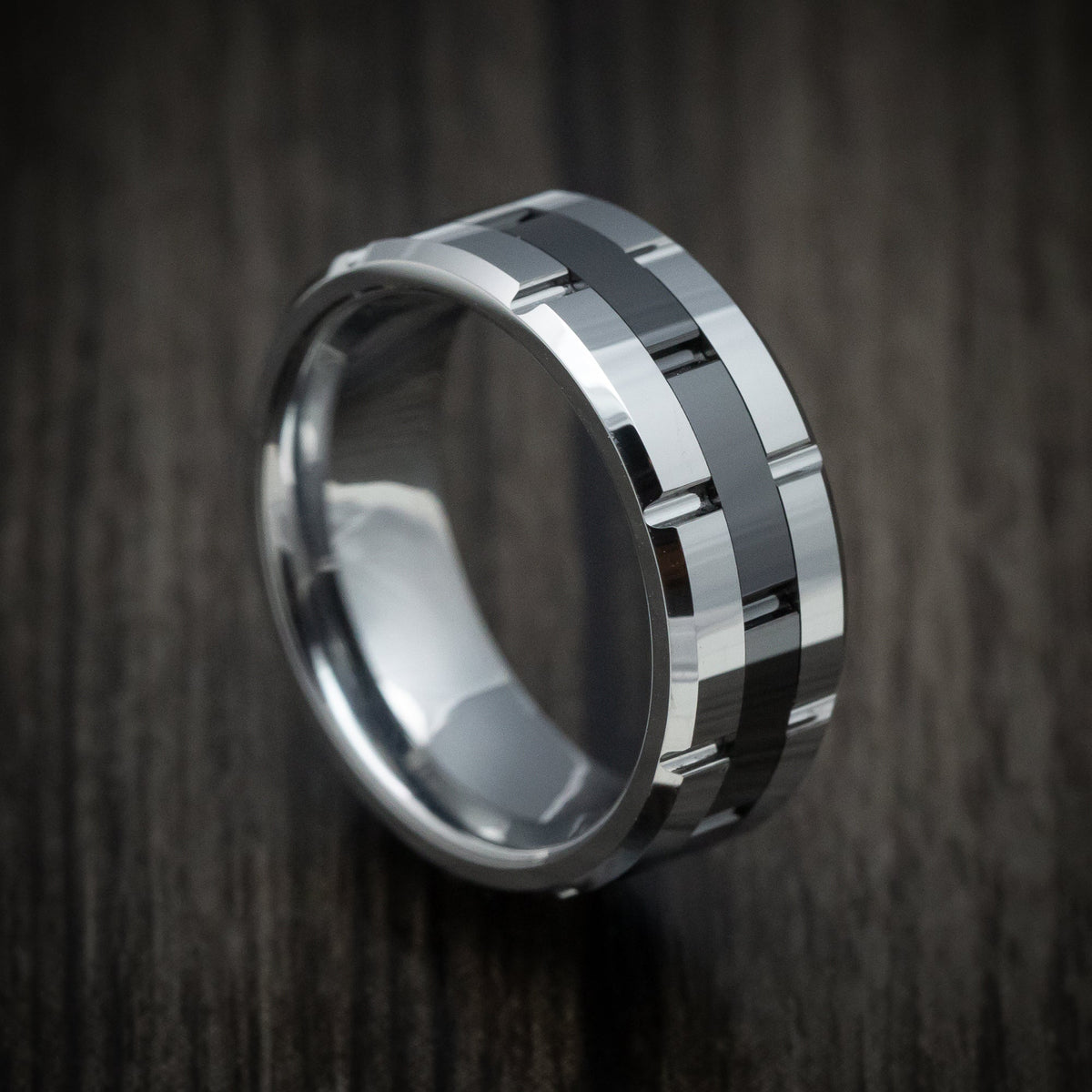 Overlander XV - Tungsten Two-Tone Grooved Men's Ring or Wedding Ring - Nura Lab