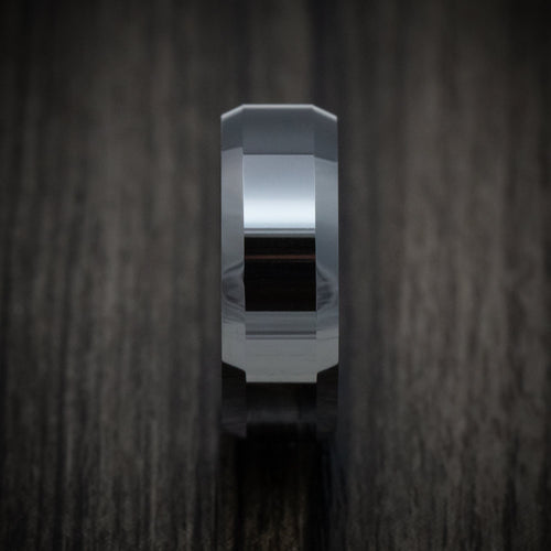 Storm XVII - Black Ceramic Classic Style Beveled Men's Wedding Ring - view 3 - Nura Lab