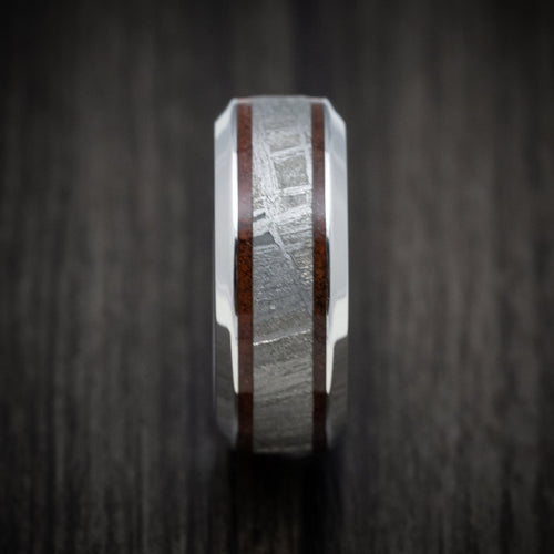 Albatross XVI - Cobalt Chrome Men's Wedding Ring with Dinosaur Bone and Meteorite Inlays Band - view 3 - Nura Lab