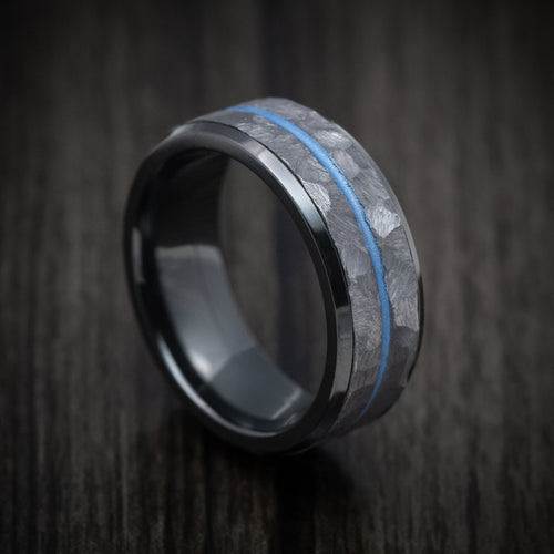 Ranger XIII - Black Zirconium Men's Wedding Ring with Tantalum and Cerakote Inlays Band - Nura Lab