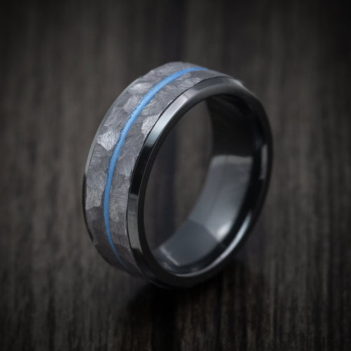 Kingsguard VI - Black Titanium Men's Wedding Ring with Tantalum and Cerakote Inlays Band - view 4 - Nura Lab